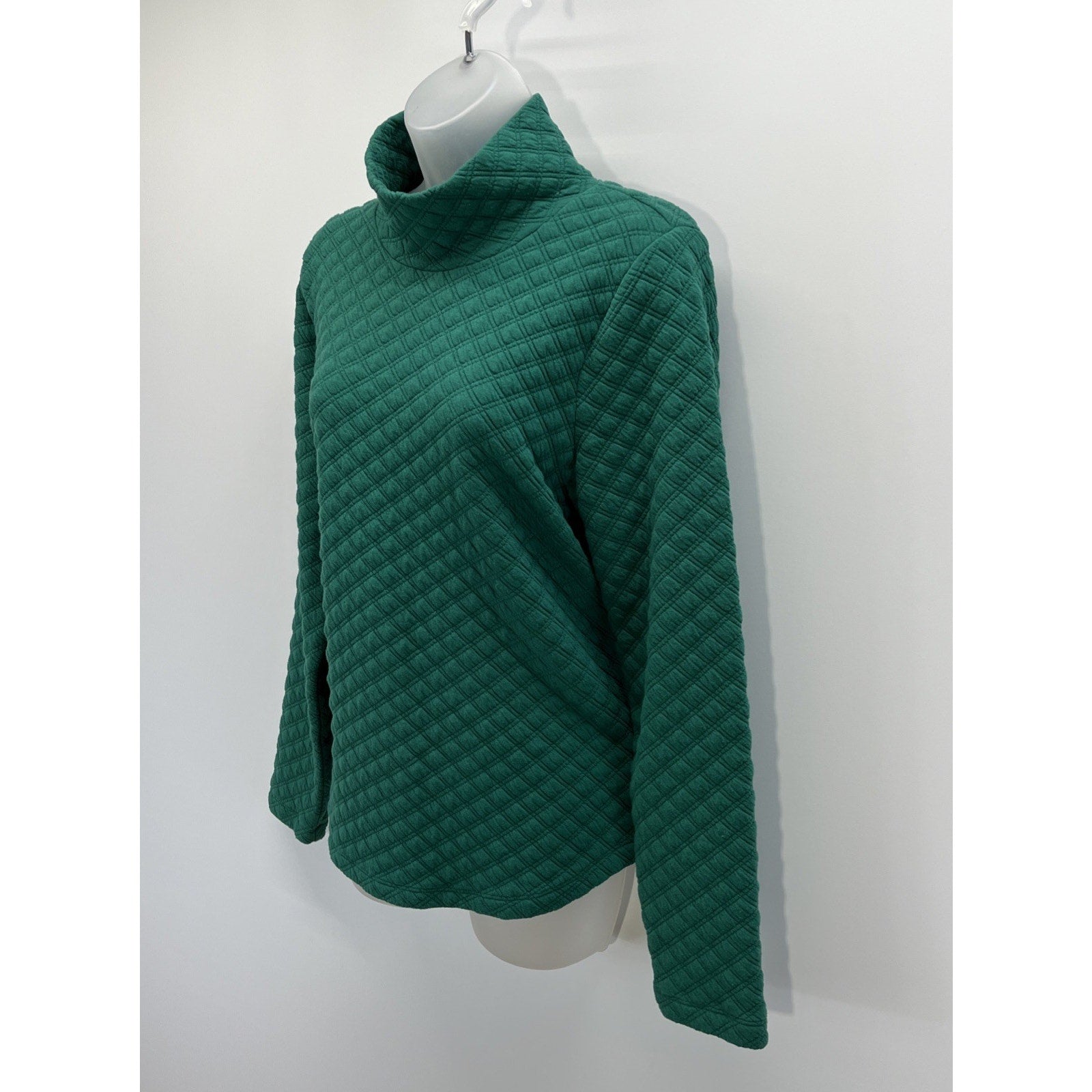 J. CREW | Women's M Emerald Green Quilted Mock turtleneck Top