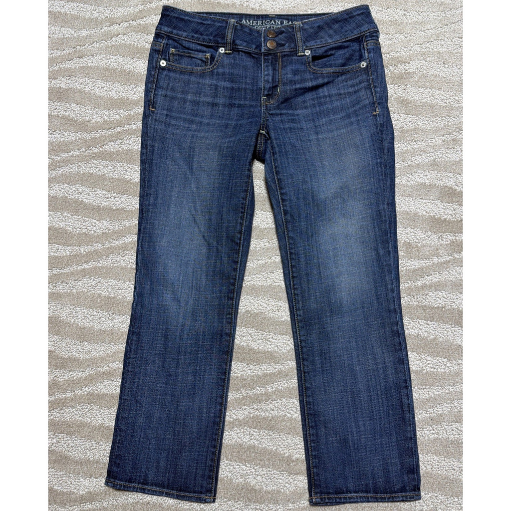 Womens AE American Eagle Artist Cropped Capri Stretch Dark Crop Denim Jeans 4 R