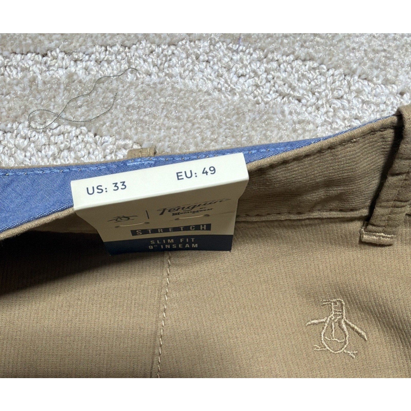 Men's Penguin SLIM Fit Sustainable Chinos Stretch Shorts Size 33 NWT