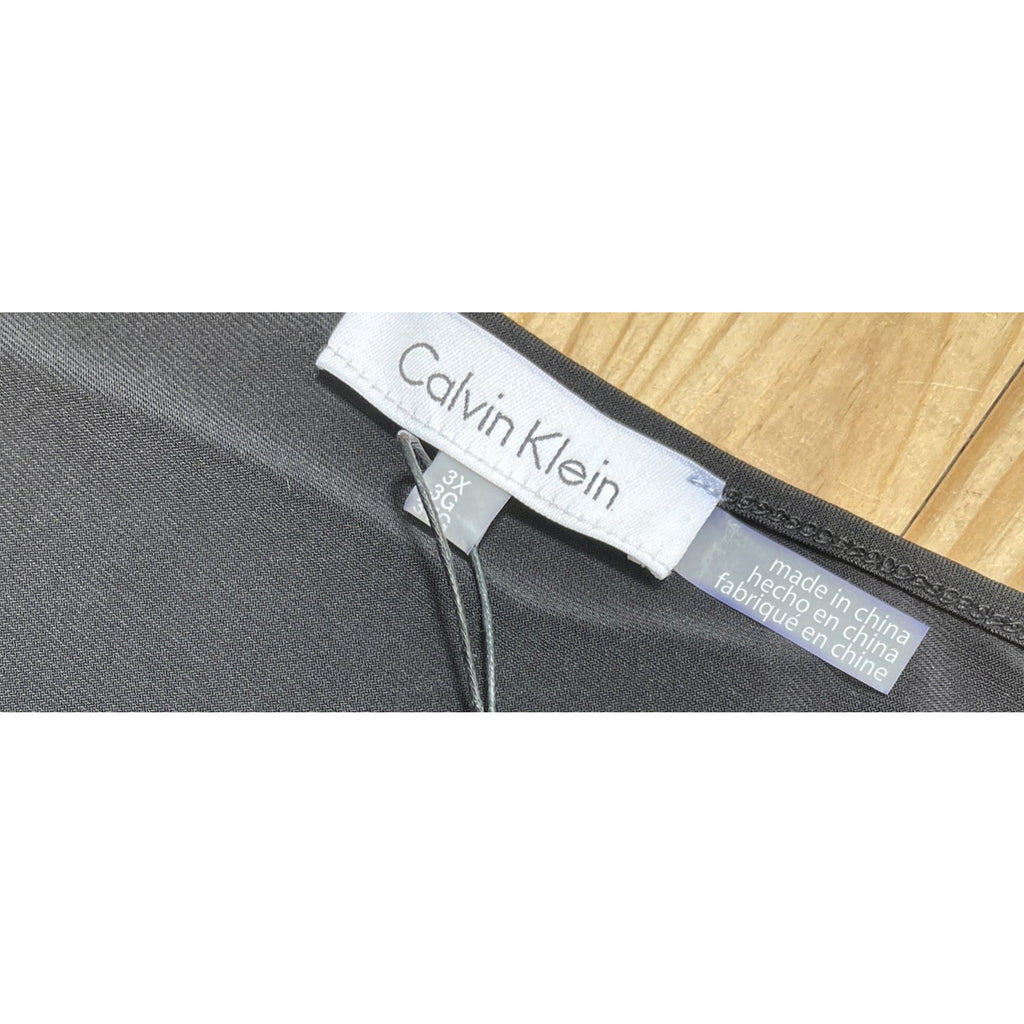 NEW Calvin Klein Sleeveless Black Ribbed Flowy Tunic Top Blouse 3X Dressy Lined