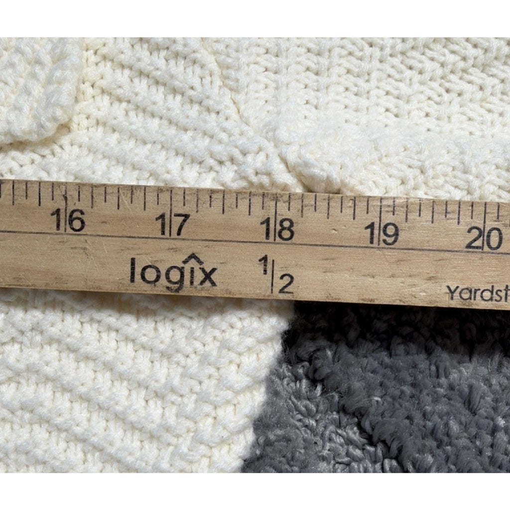 JM Collection Cream Textured 1 Snap Chunky Knit Cardigan Sweater Wool Blend S