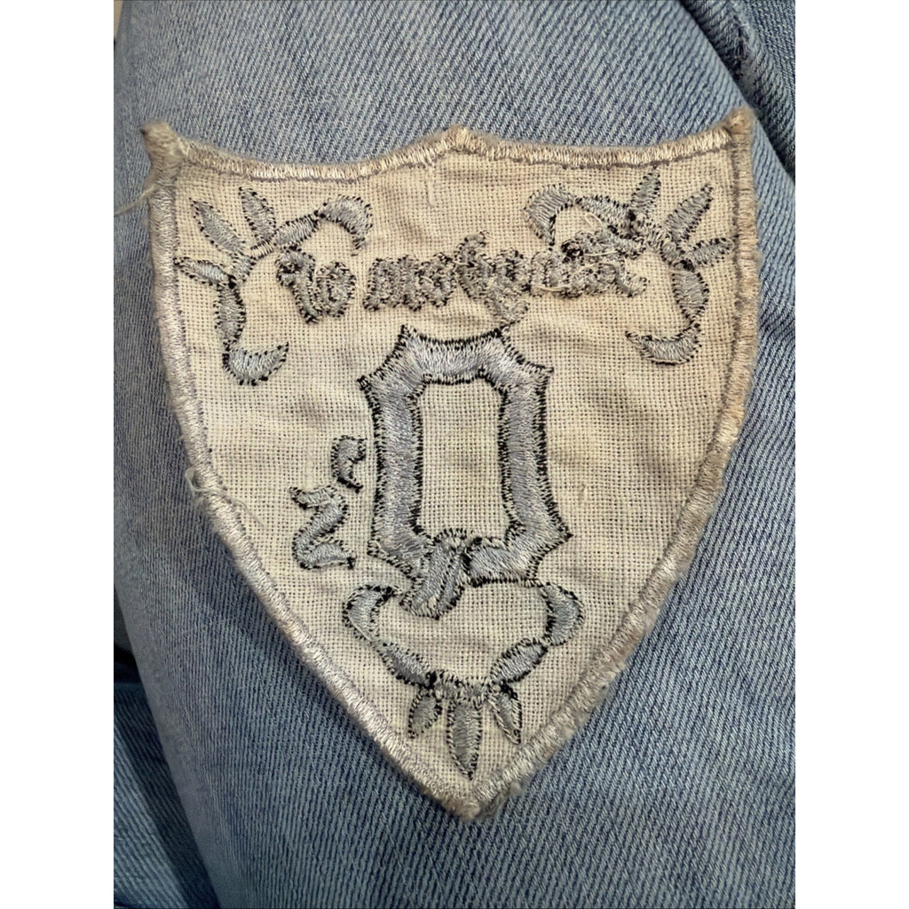 Pair White Letter Q Patches 2" Old English Gothic Embroidered Iron-On Sew-On