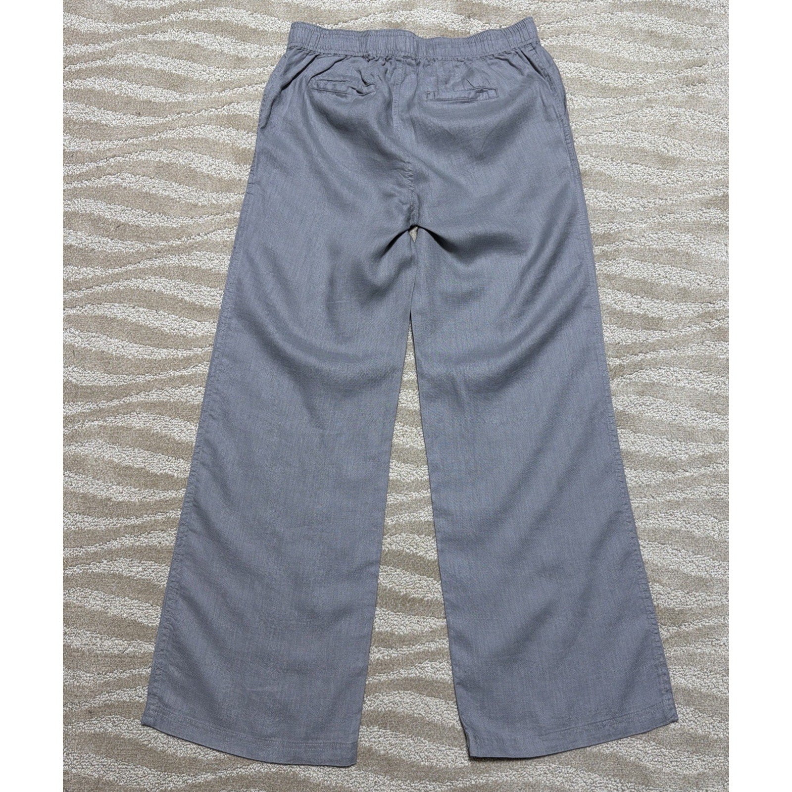 KENAR Women’s M 100% Linen Gray Drawstring Pull On Pants Beach Lounge Casual