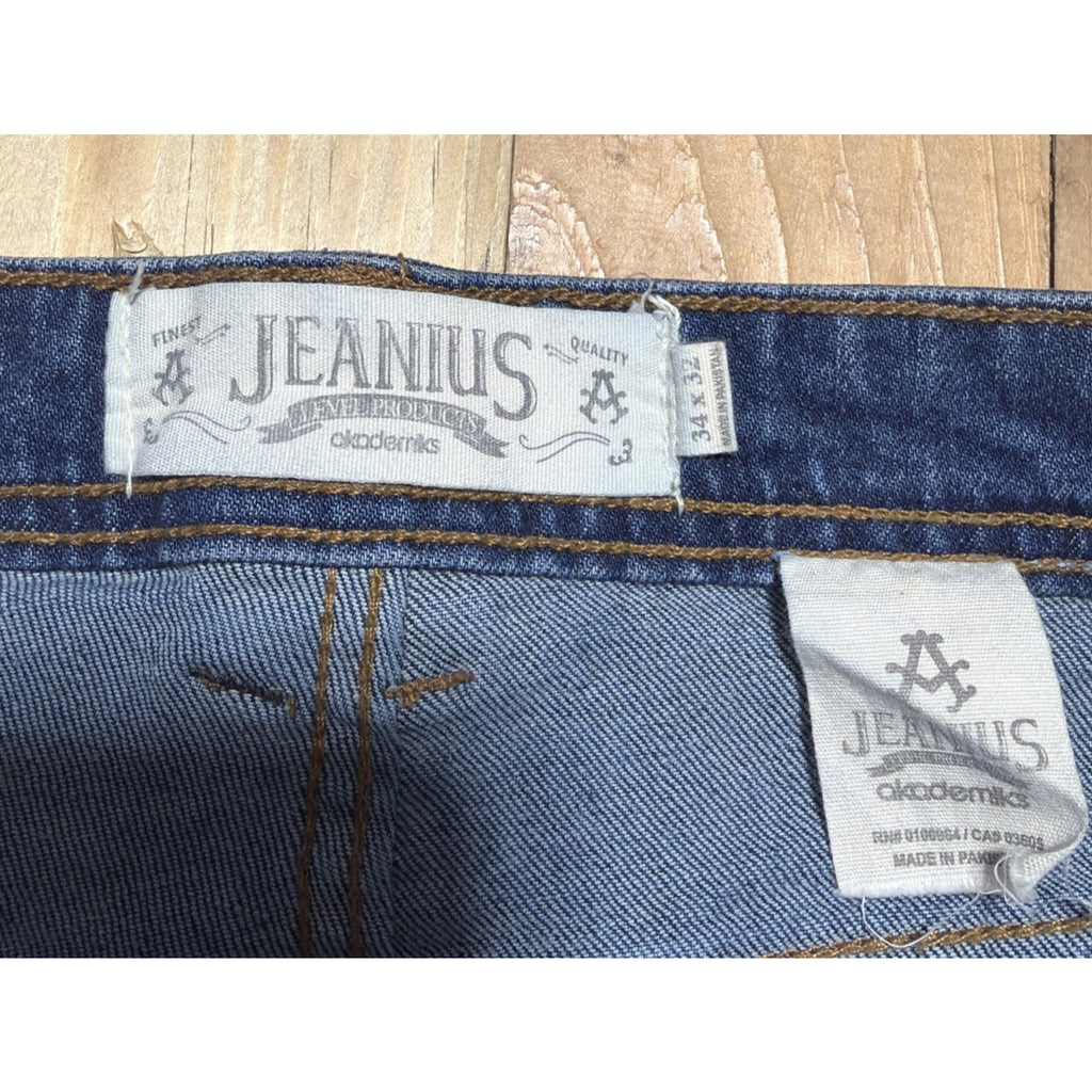 Akademiks Jeanius Men's Jeans Distressed Straight Leg Denim Sizes 34x32 Stretch