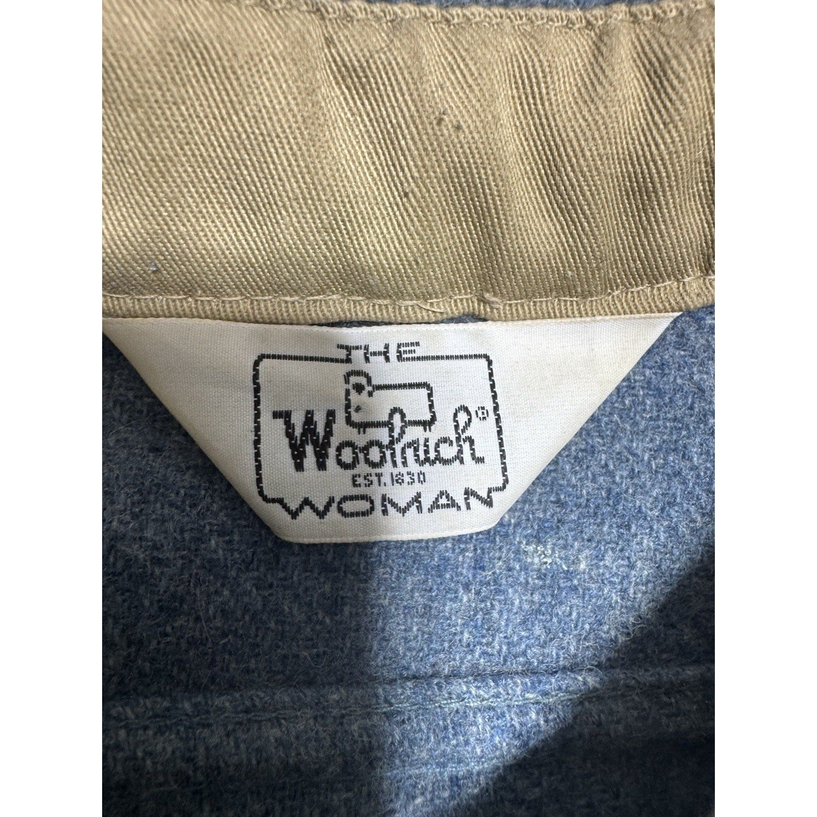 Vintage Woolrich Woman Blue Wool Shirt Jacket Womens Button Up Outdoor Coat XS