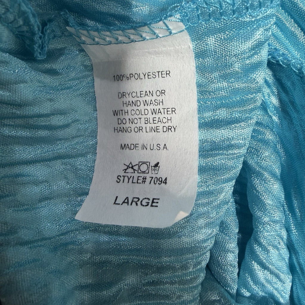 Entro Womens L Turquoise Metallic Crinkle Wide Leg Palazzo Pants Made USA
