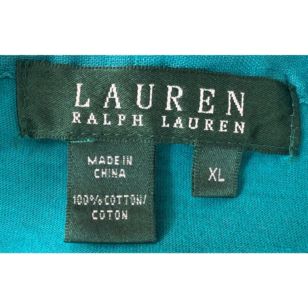 Lauren Ralph Lauren Bronze 1/2 Button Top XL 3/4 Sleeve Cotton Casual Preppy