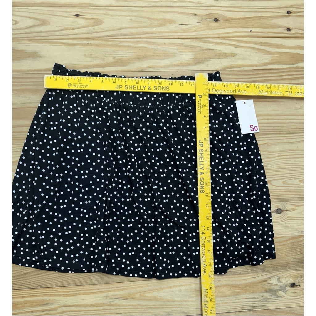 SO A-Line Skirt Black Polka Dot Short 18” Rayon Women’s Size Large NWT