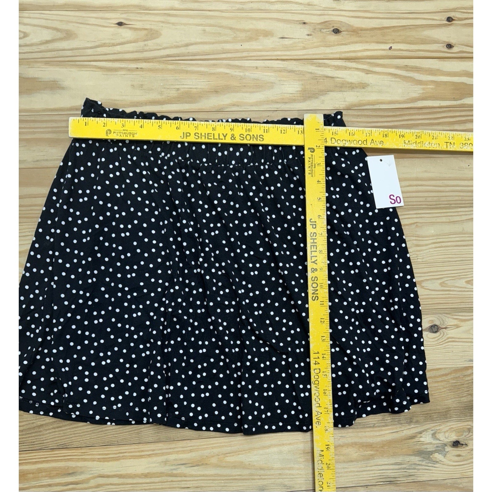 SO A-Line Skirt Black Polka Dot Short 18” Rayon Women’s Size Large NWT