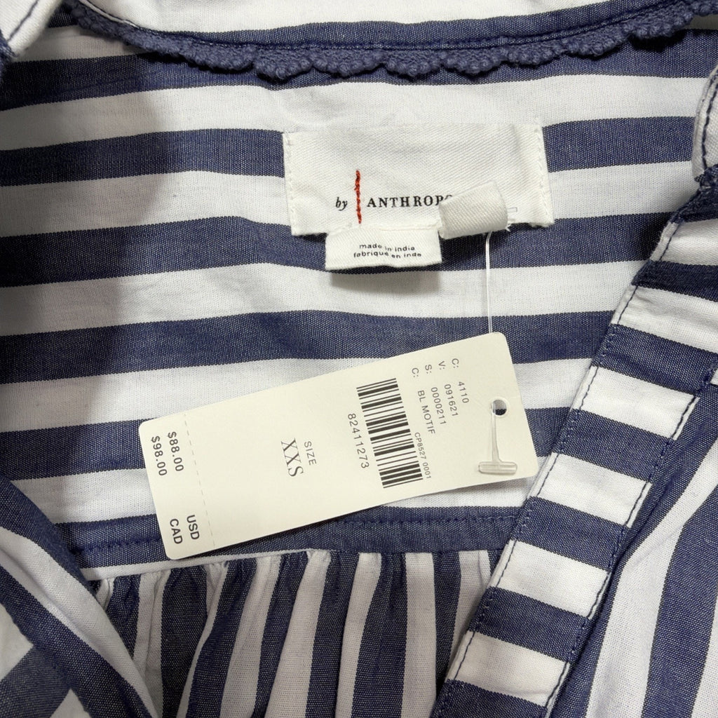 Anthropologie Womens Darcey Popover Swing Top Cotton Blue Stripe Size XXS NWT
