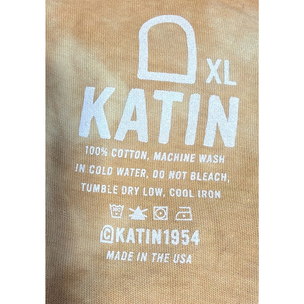 Katin T-Shirt Men's Sz XL Kanvas Logo Huckberry Surf Beach Casual Tan Tie Dyed
