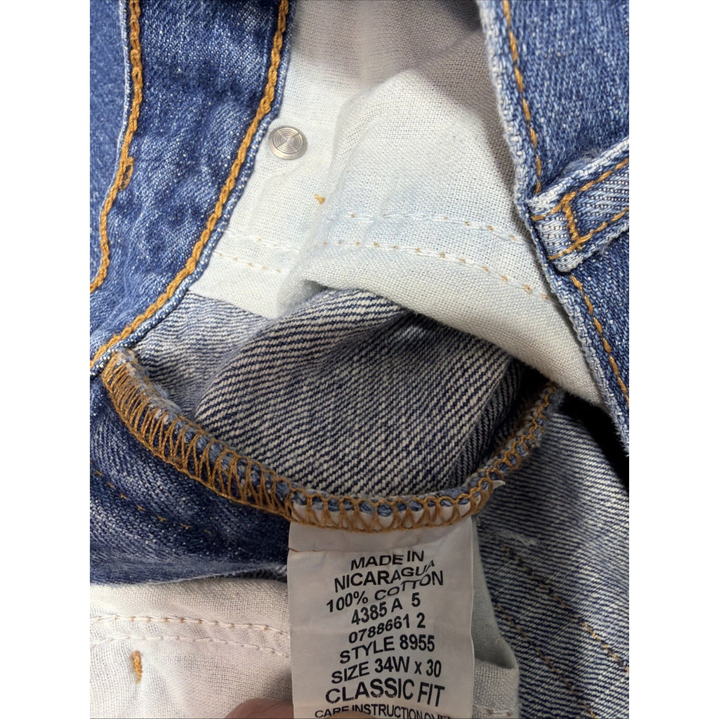 Denim Jeans Saddlebred Mens Straight Leg Classic Fit Blue 34x30 Measure 32x29