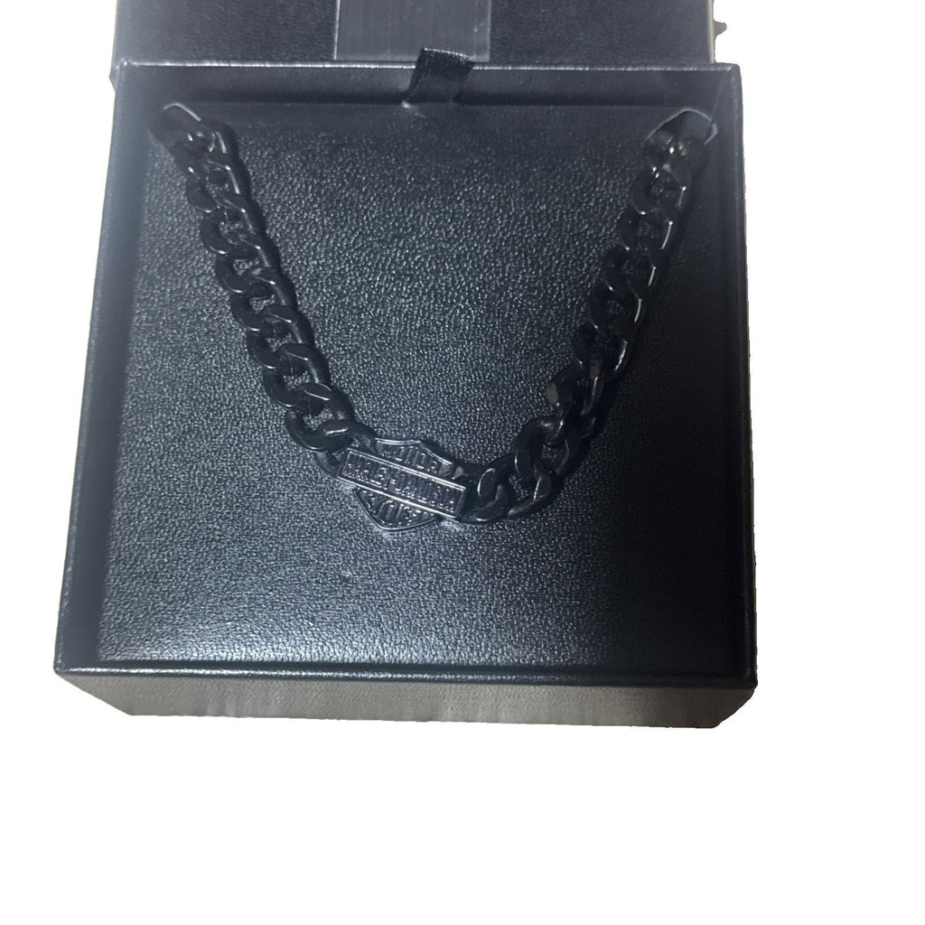 Harley-Davidson 24” Matte Black Bar & Shield Curb Link Chain Necklace 34N00163