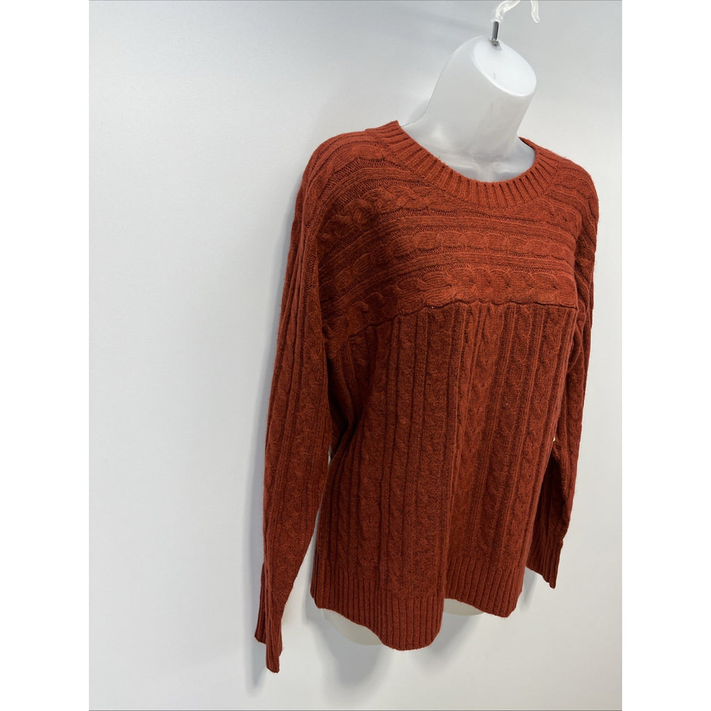 Womens St Johns Bay Classic Cable Knit Sweater Rustic Brick Size Large NWT!