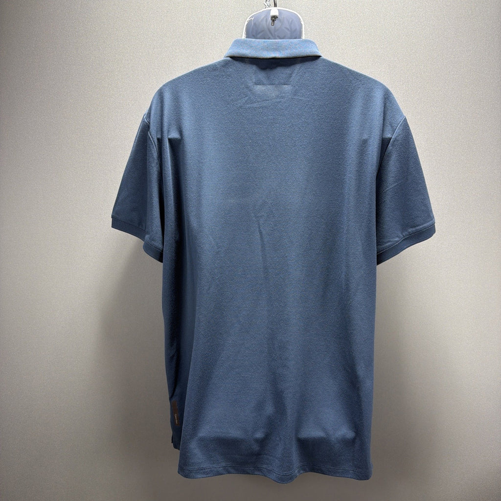 Calvin Klein 1/4 Zip Tech Polo Mens XL Blue Solid Polo Shirt Short Sleeve Logo