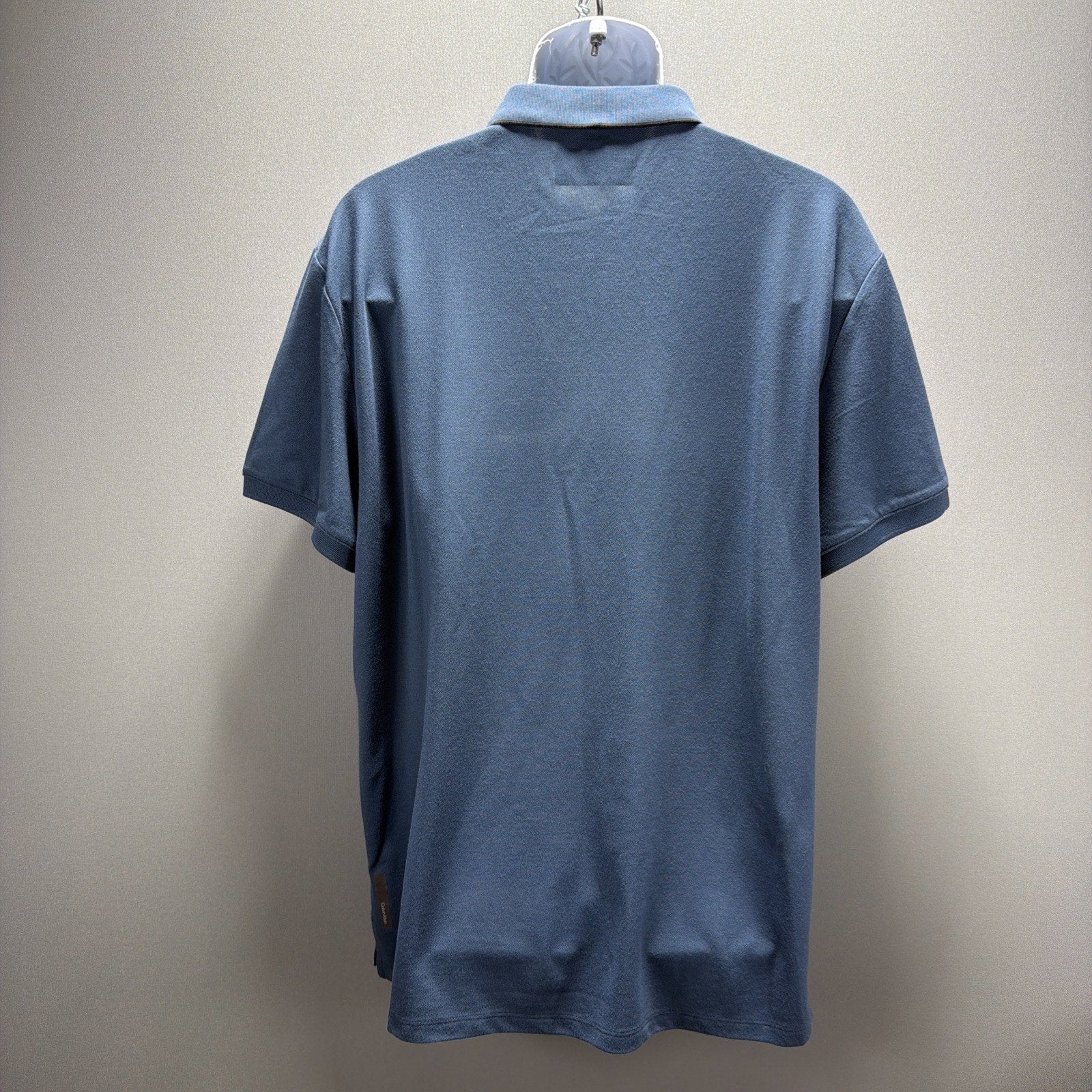 Calvin Klein 1/4 Zip Tech Polo Mens XL Blue Solid Polo Shirt Short Sleeve Logo