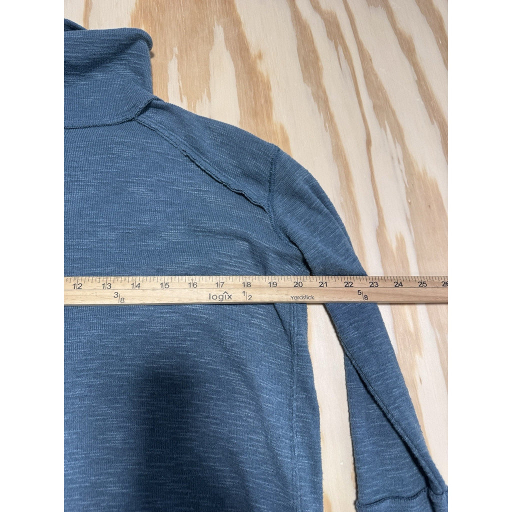 Free People We The Free Split Back Turtleneck Thermal Top Blue Boho Long Sleeve