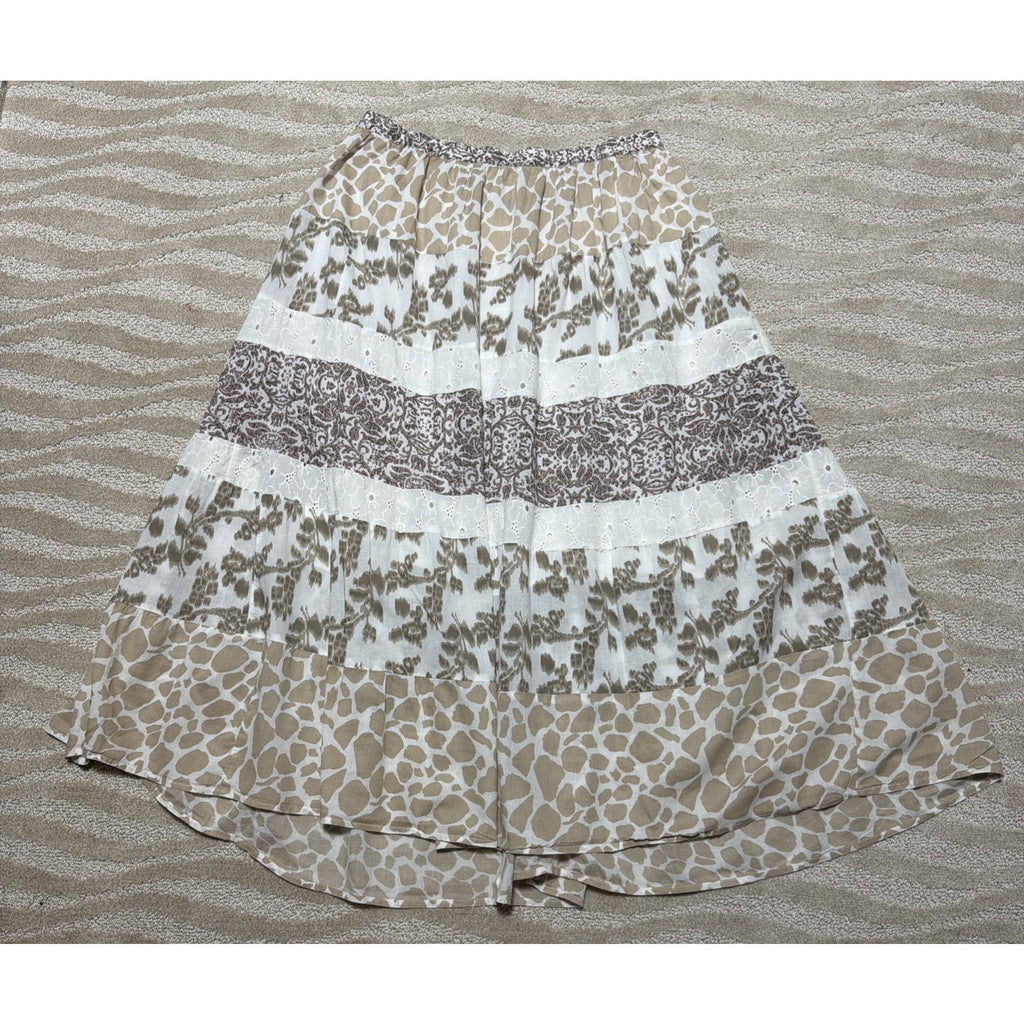BOHO/Prarie Maxi Skirts Women’s L Tiered Cotton Elastic Waist-Elements