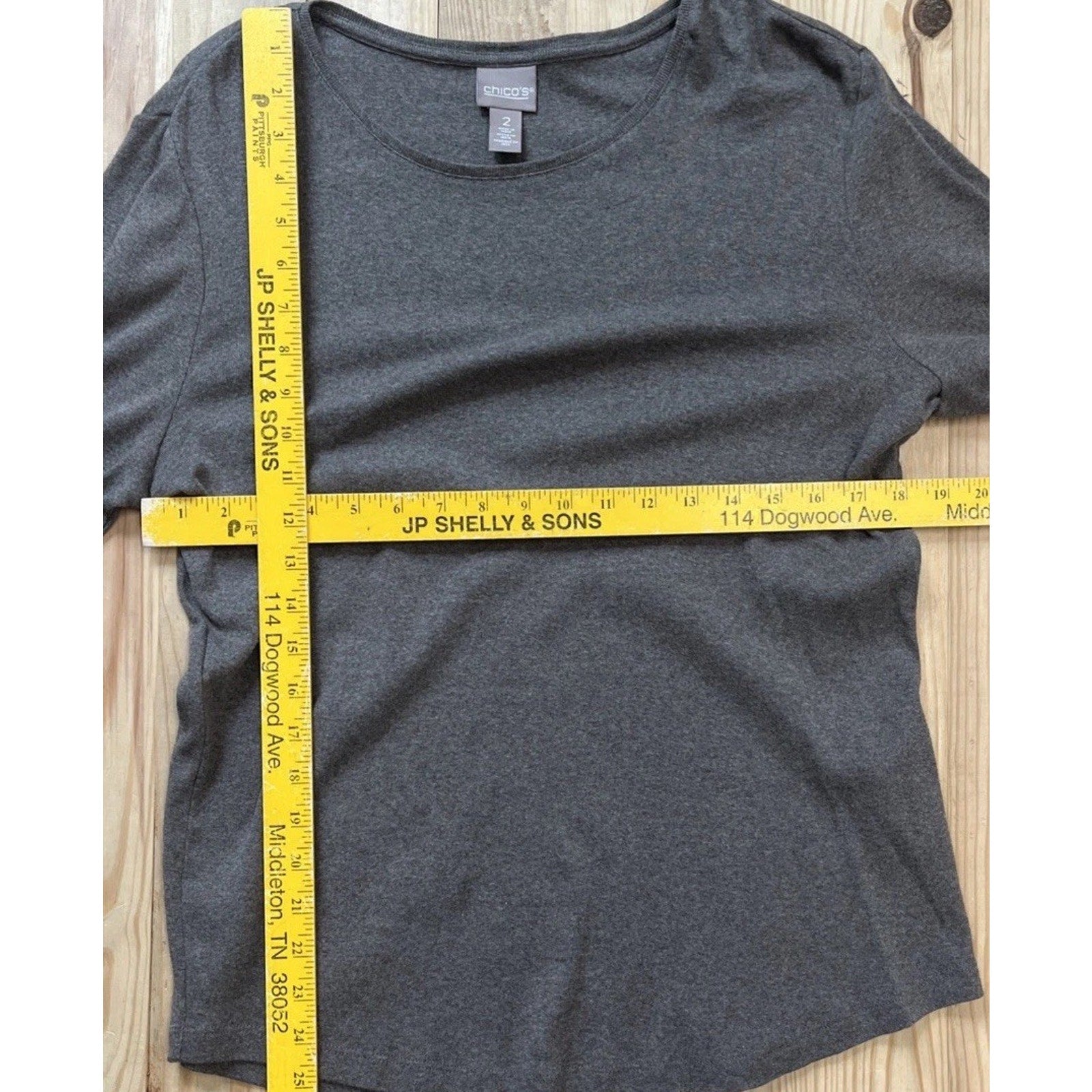 Chicos Womens Sweater 2 L Grey Long Sleeve Boat Neck