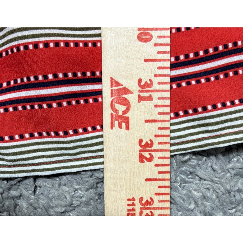 Ann Taylor Loft Red Striped Flounce Hem Shift Shirt Dress Sz XS Petite Tie Cuff