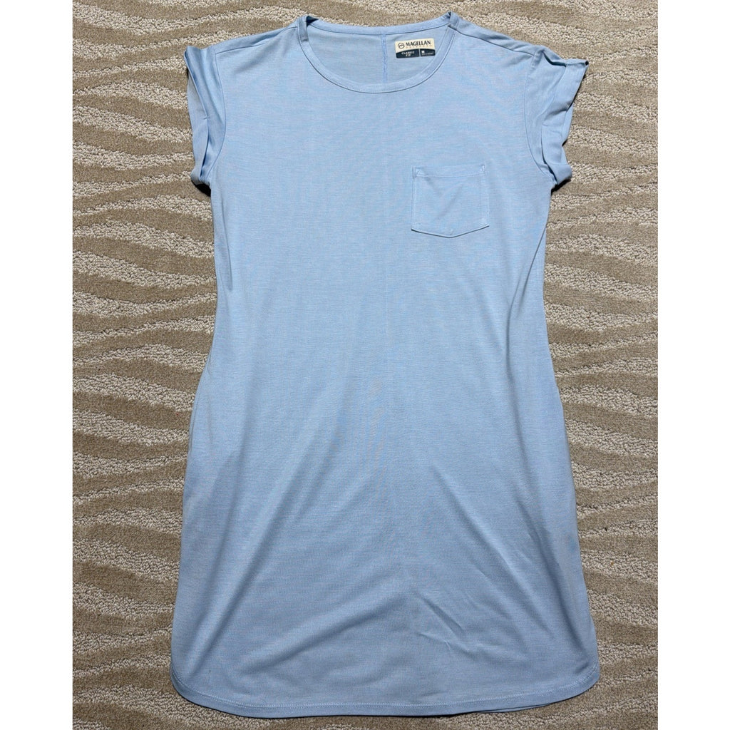 Magellan Outdoors Womens Blue Summerville T-Shirt Dress Short Sleeve Pockets M