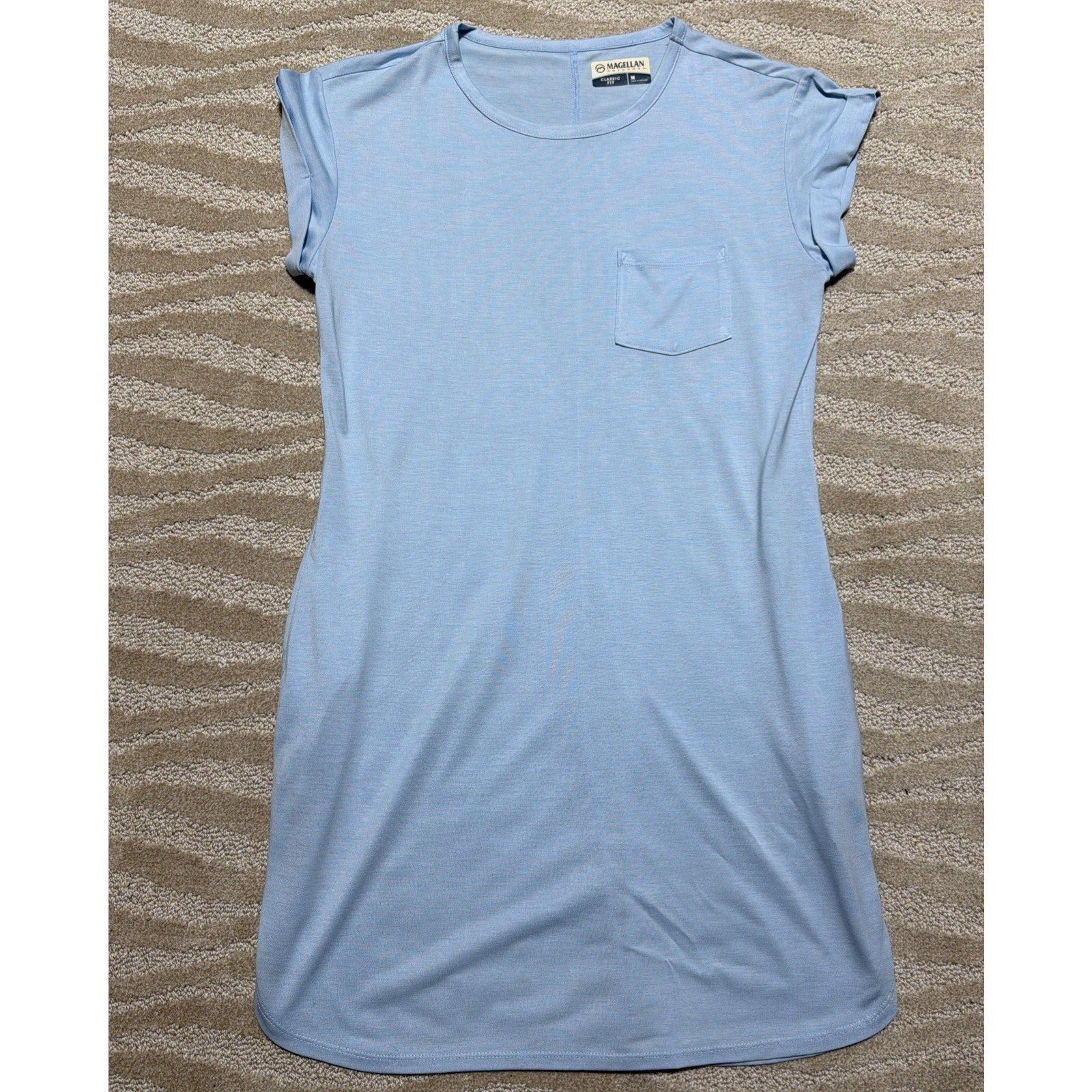 Magellan Outdoors Womens Blue Summerville T-Shirt Dress Short Sleeve Pockets M