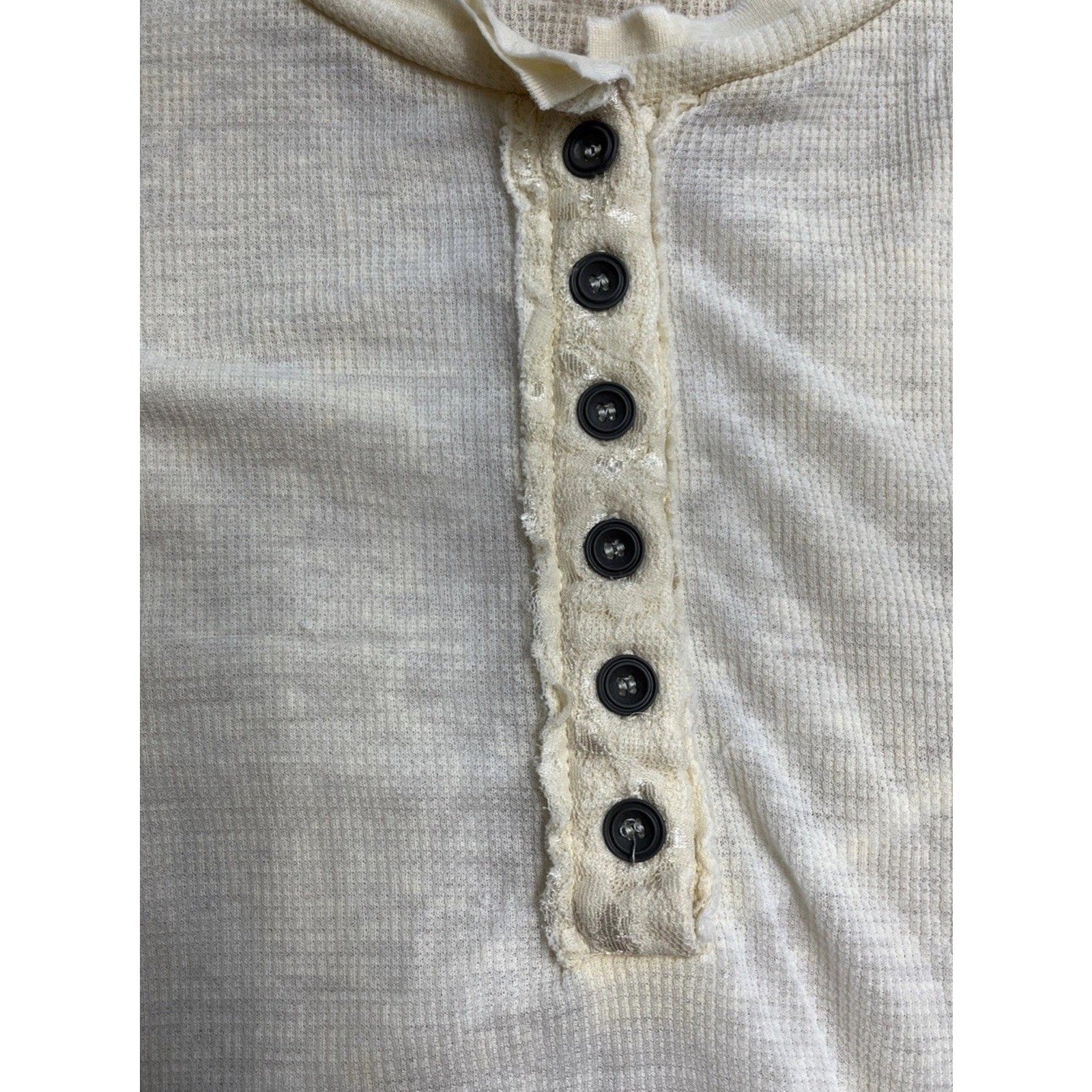 Sugar Rush Velvet Trim Lace Sleeve Ivory Style Longsleeve Shirt size Large