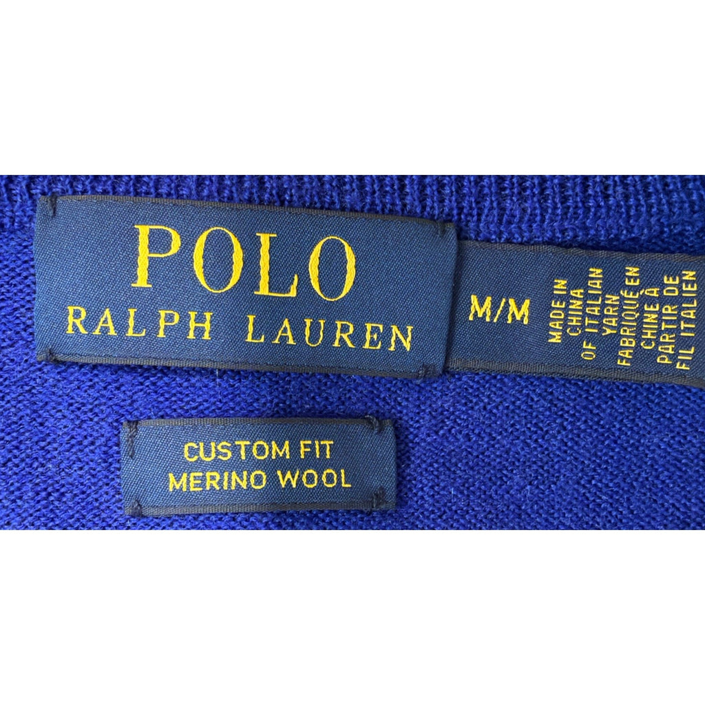 Polo Ralph Lauren V-Neck 100% Italian Wool Sweater Pullover Flaw