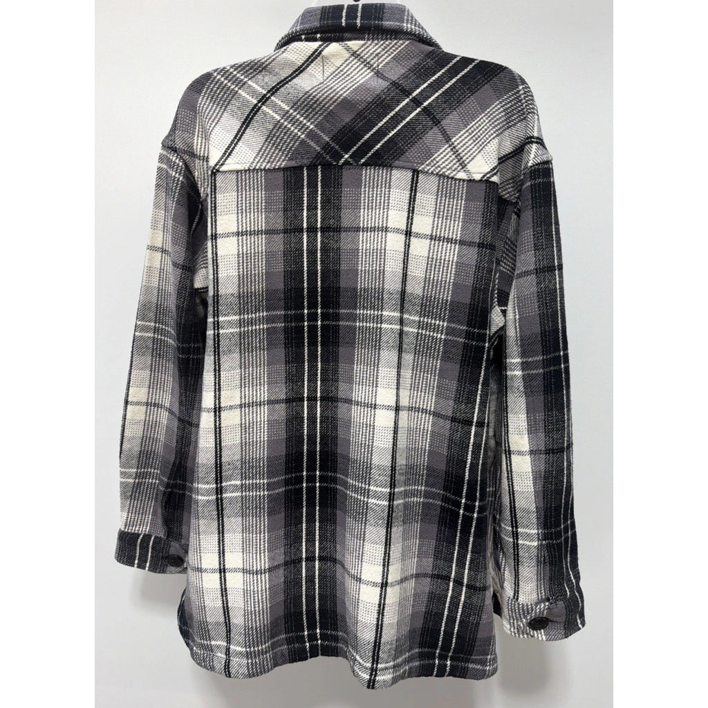 Lucky Brand Womens M Black Plaid Button Up Heavyweight Jacket NWT 179$ MSRP