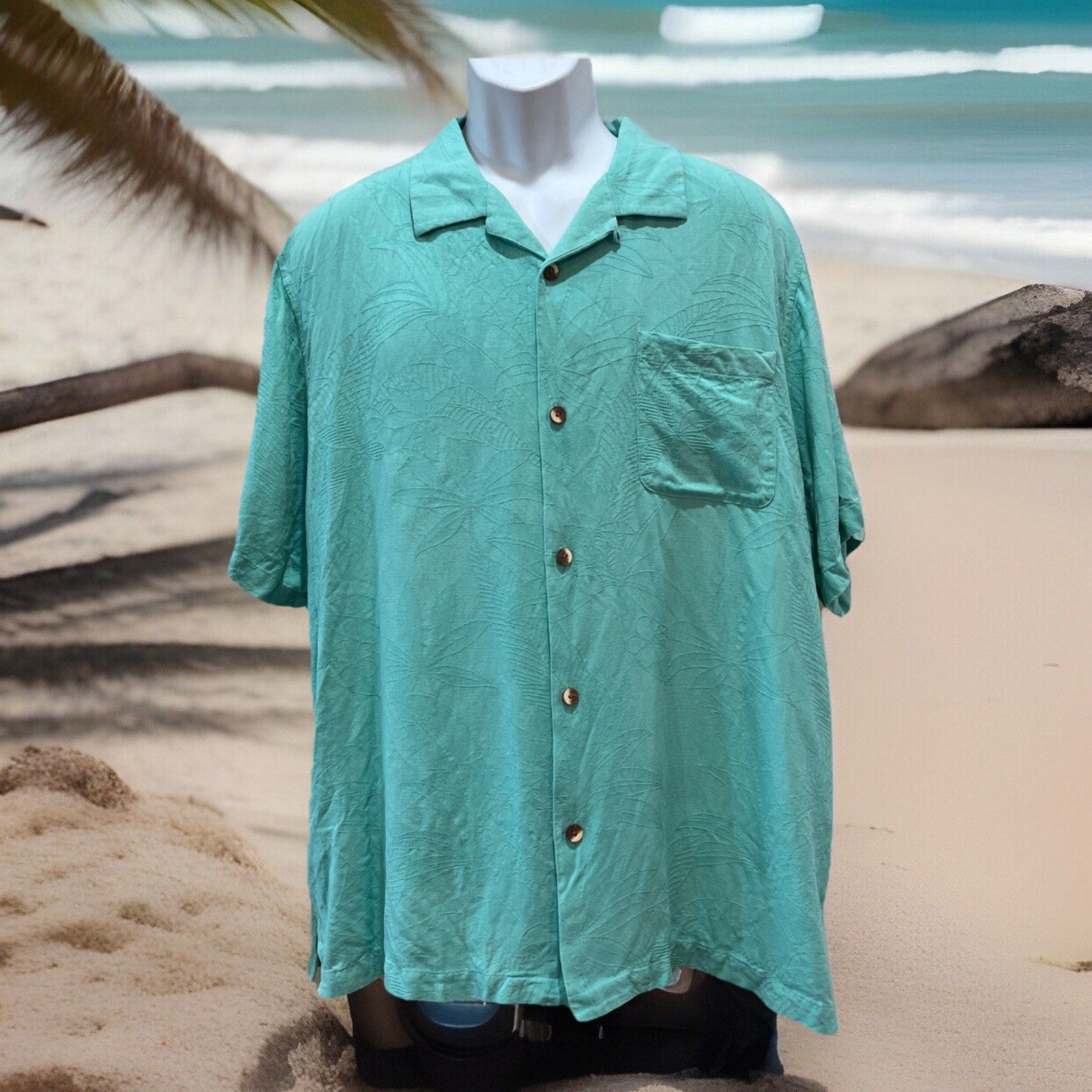 TOMMY BAHAMA TROPIC ISLES 100 % SILK CAMP SHIRT $118 XL