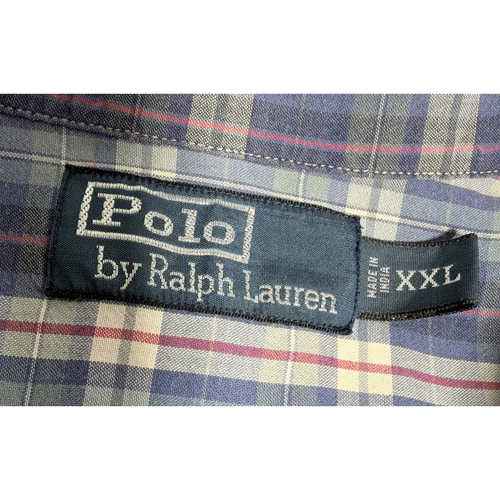 Ralph Lauren Polo Naval Res. Shirt Mens XXL Button Up Plaid Short Sleeve Cotton