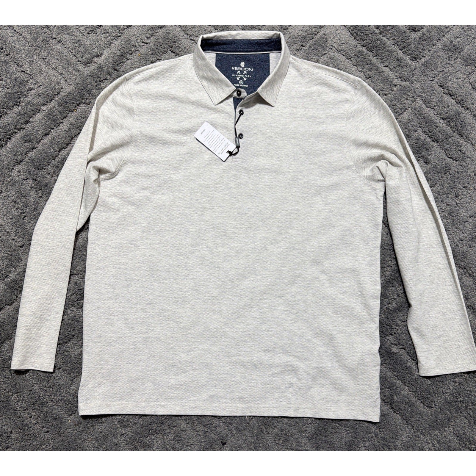 Veboon Men's Pullover Long Sleeve Knit Shirt Dynamic Flex Lux Polo Size 2XL New