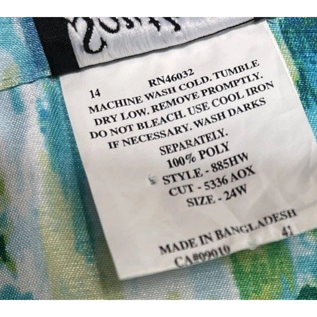 Southern Lady Womans Button Jacket Size 24W Green Blue Paint Abstract Effect NWT