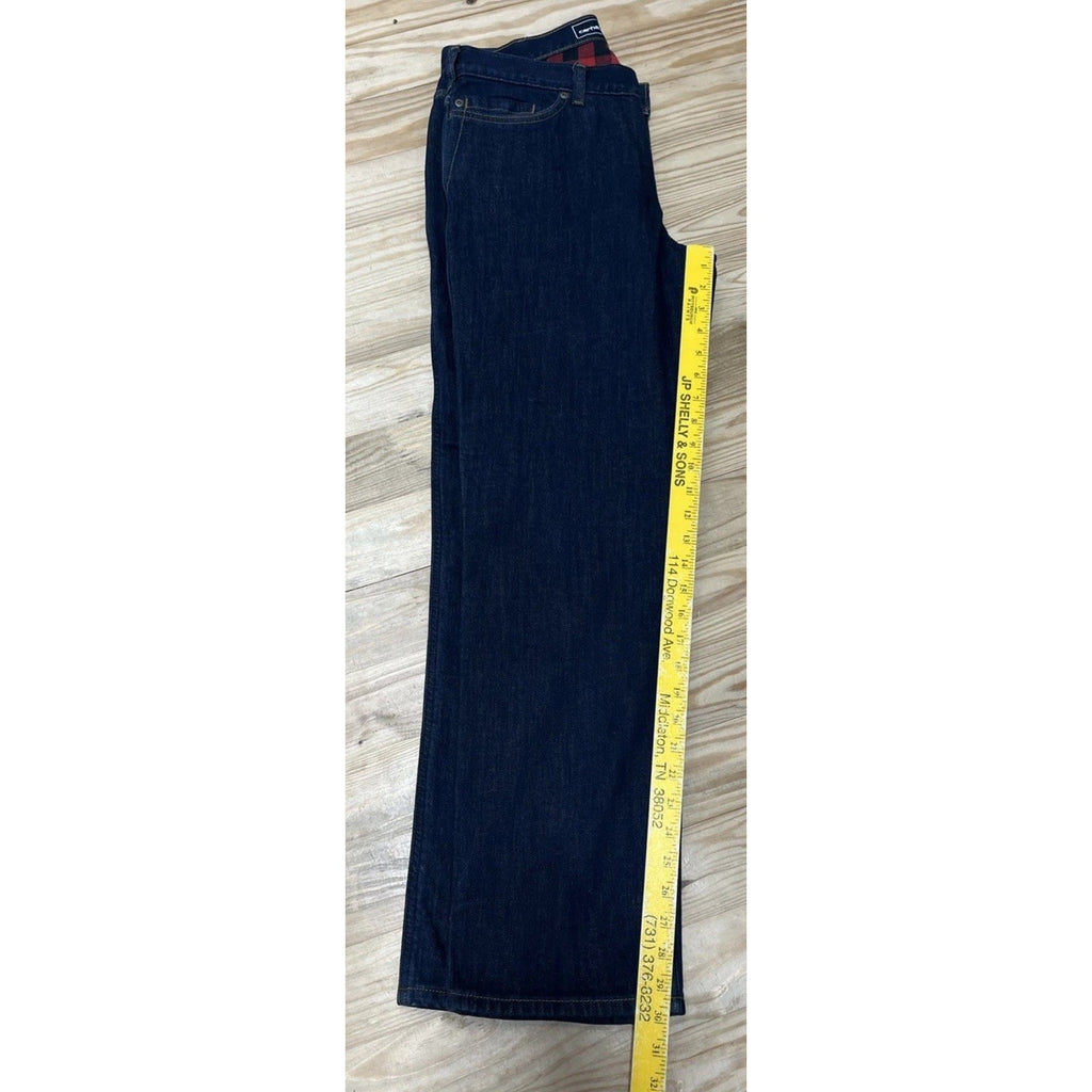 Carhartt Jeans Womens 10 Short Blue Flannel Lined Loose Fit Straight Leg Dark