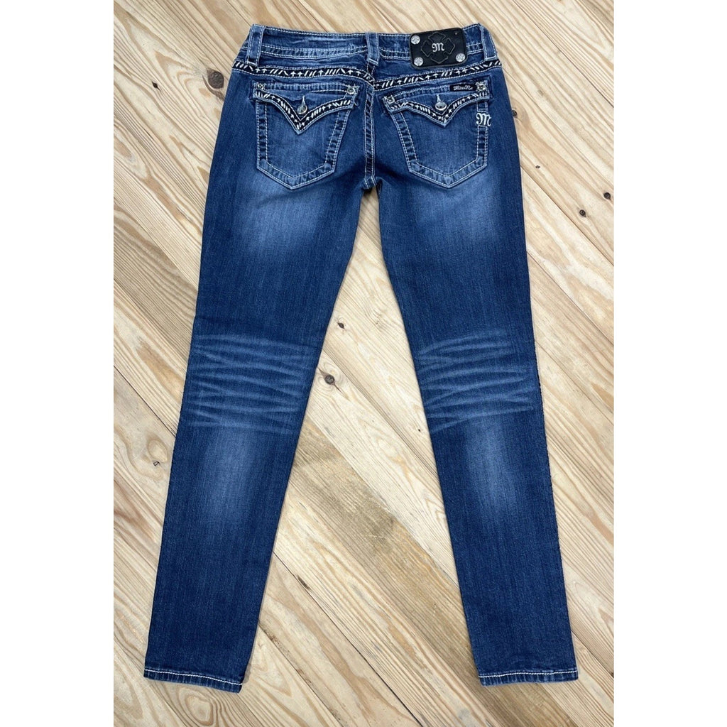 MISS ME Ankle Skinny Jeans Thick Stitch Size 28 28x29 JP5860AK