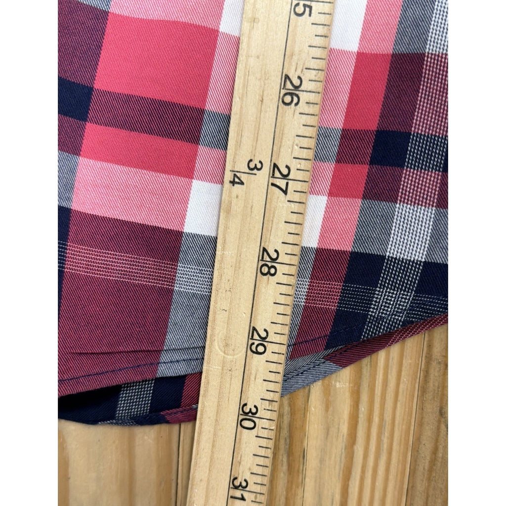 Express Soft Wash Shirt Mens M Red Blue Plaid Button Up Long Sleeve Cotton