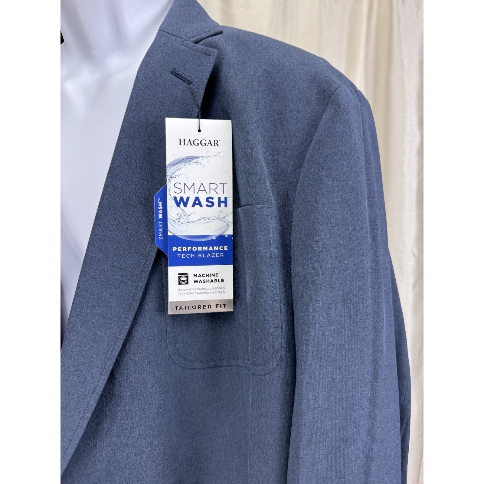 Haggar Men's Blazer Blue X-Large(48/50) Stretch Cotton Smart Wash Sports Coat