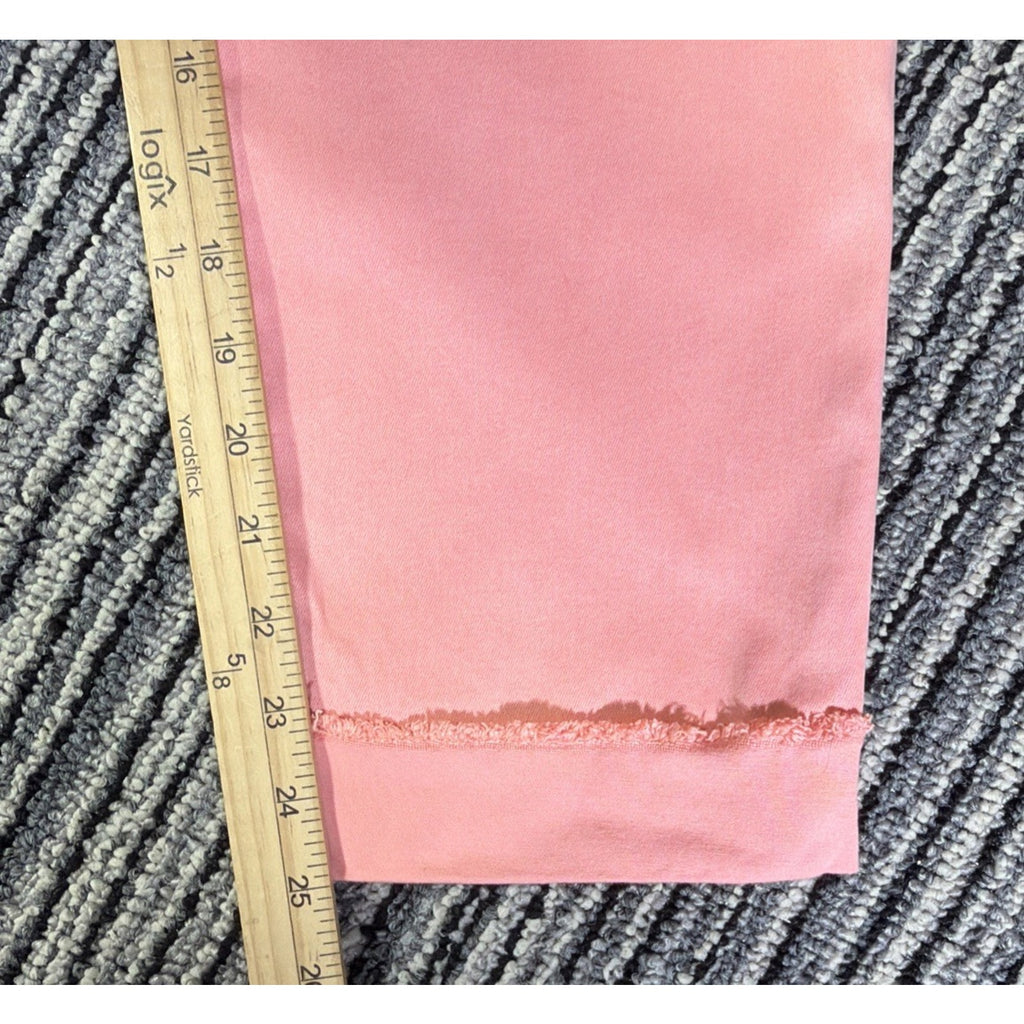 KUT from the Kloth AMY Blush Pink Straight Leg Crop Jeans Cuffed Hem Size 10