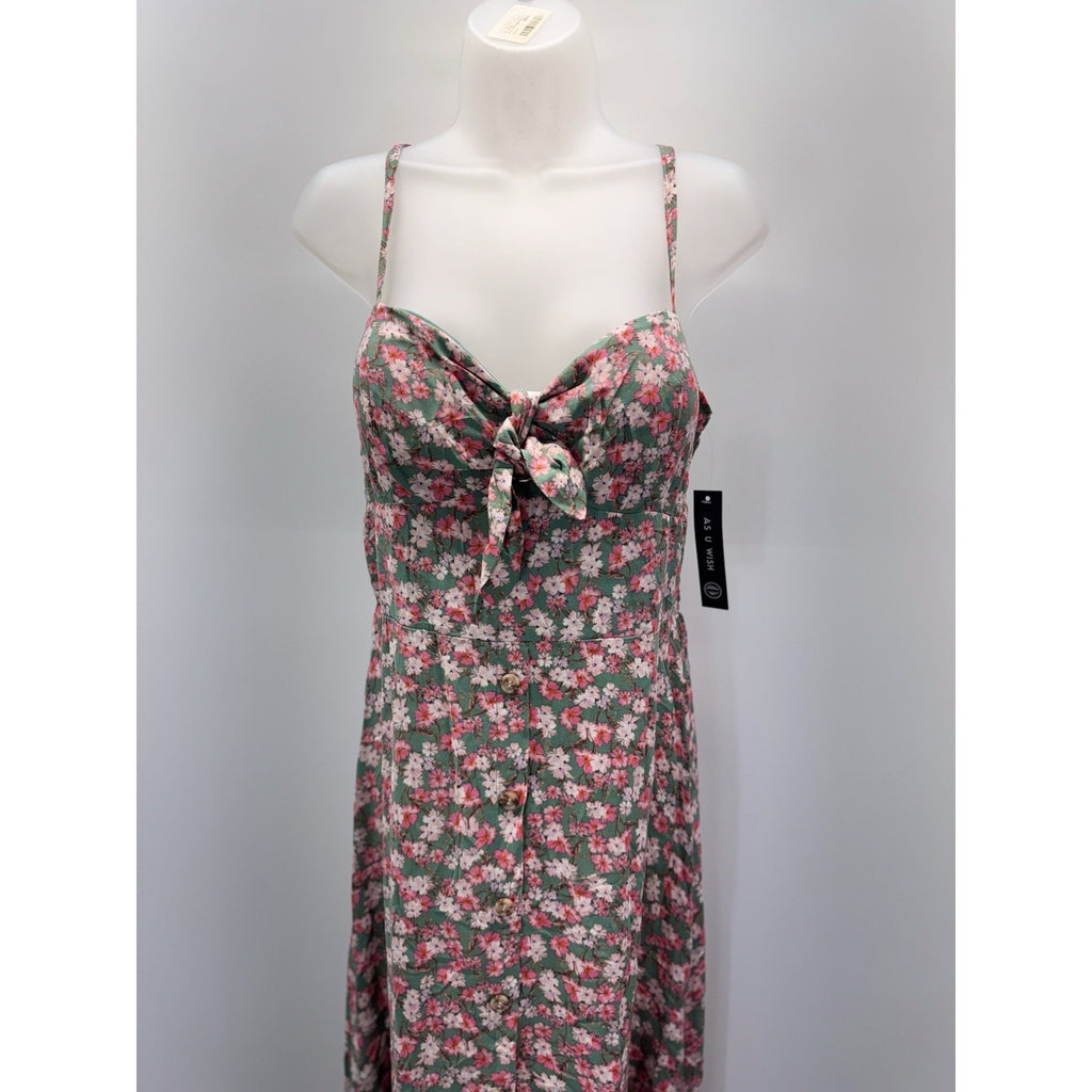 As U Wish Flowy Size X-Large Maxi Dress Green Floral Women’s