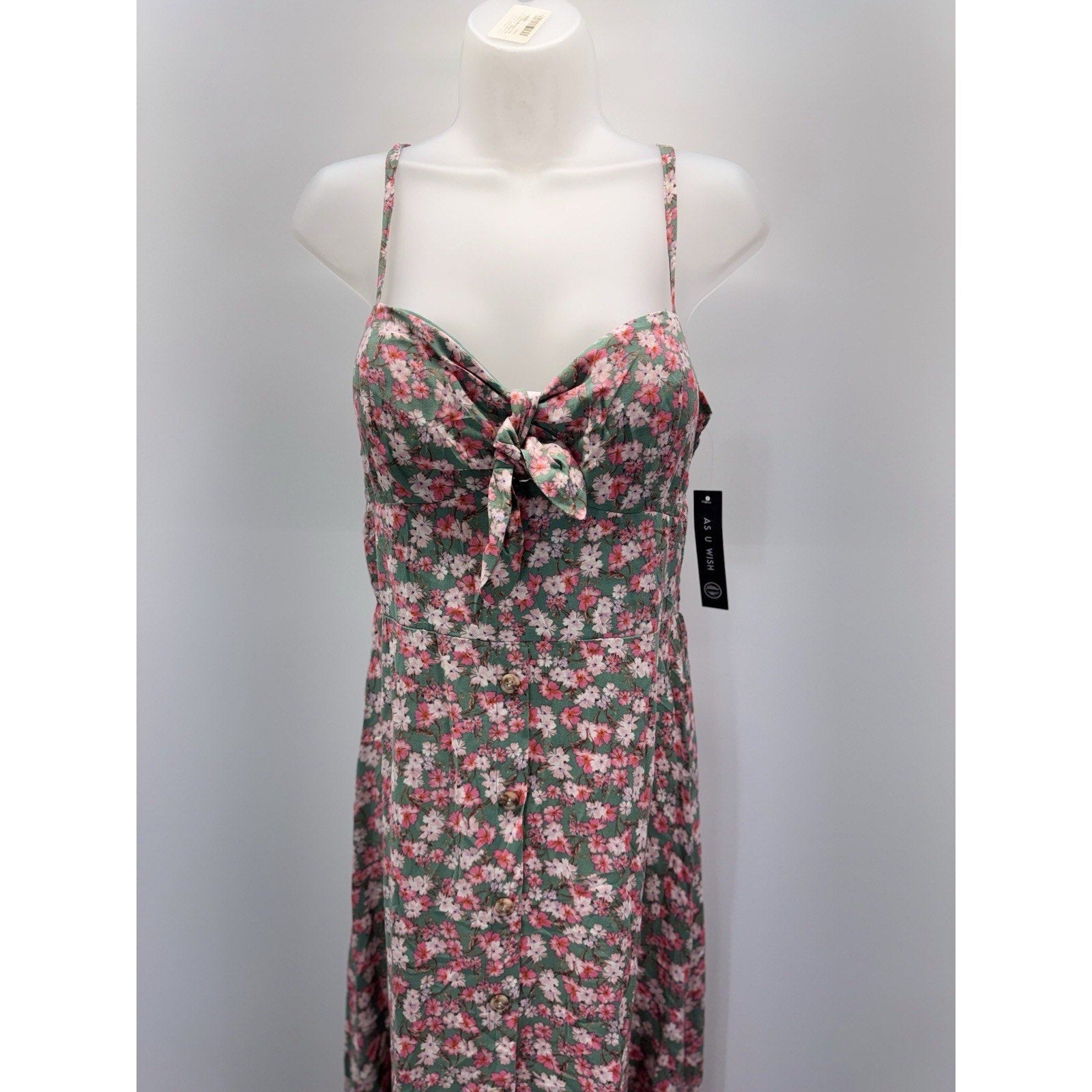 As U Wish Flowy Size X-Large Maxi Dress Green Floral Women’s