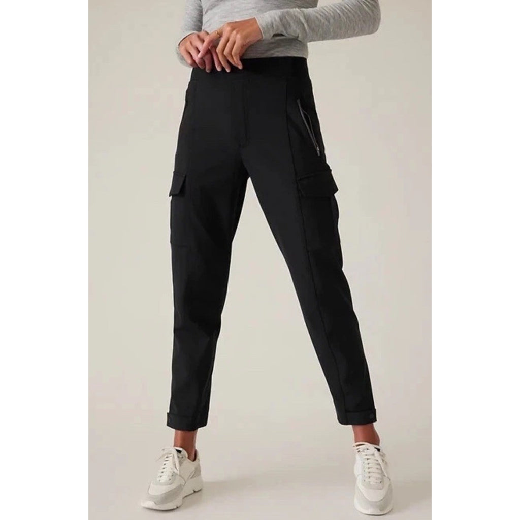 ATHLETA Endless High Rise Cargo Pant 4 Petite Black #467187