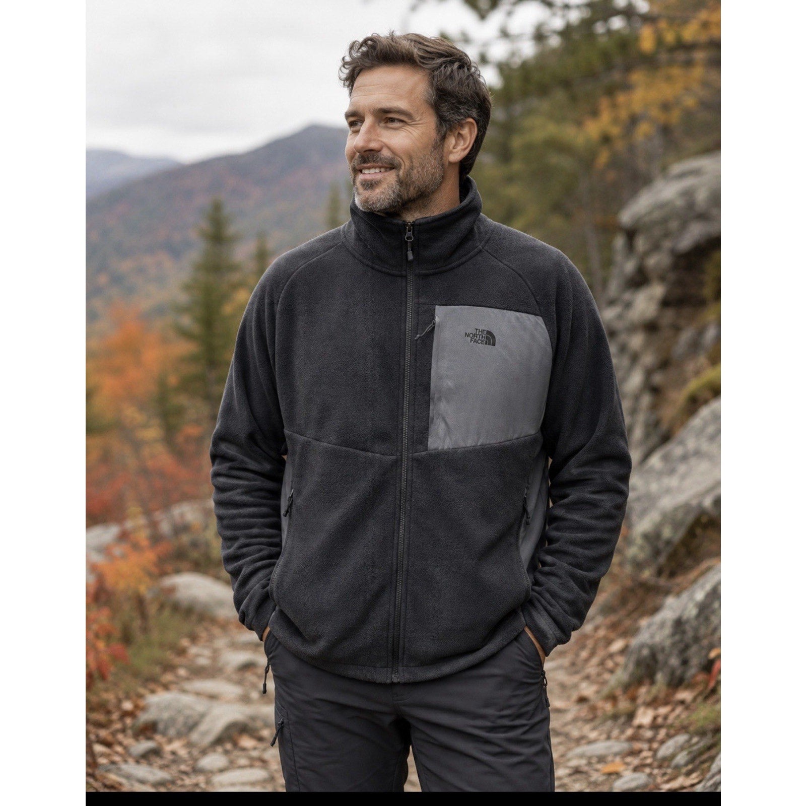 The North Face Chimborazo Full Zip Fleece Jacket Mens XL Gray Sherpa Lined