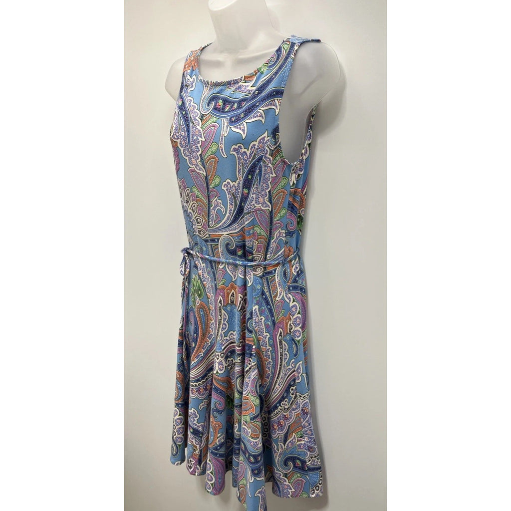 LAUREN RALPH LAUREN Paisley Knit Dress, Blue Multicolor, S