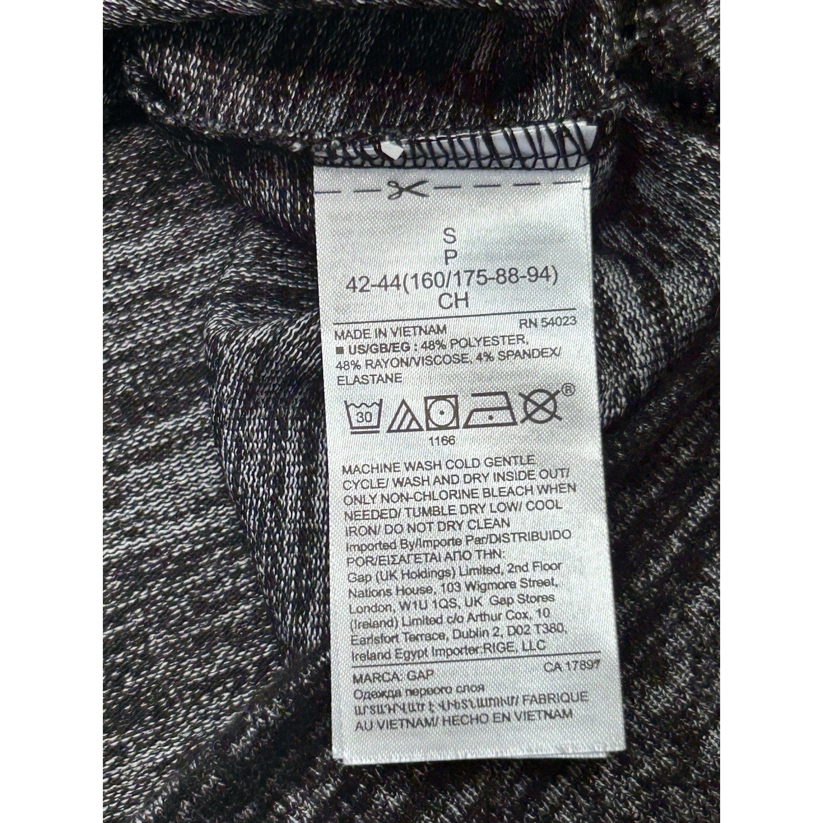 GAP Black-Gray Lightweight Hoodie Crewneck Long-Slv Stretchy Small New With Tags