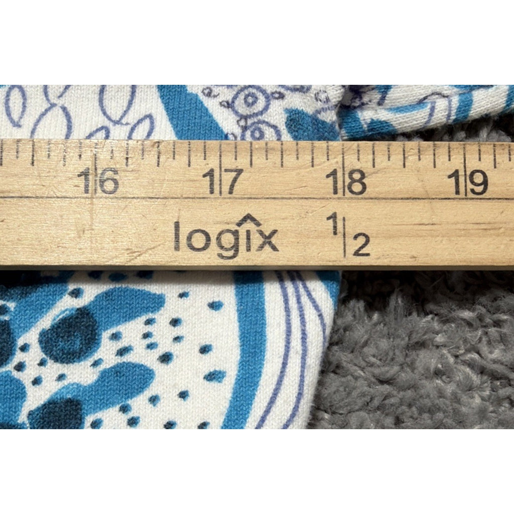 Talbots Size S Petite Blue White Flowers Button Up Cardigan Stretch Cotton Vtg