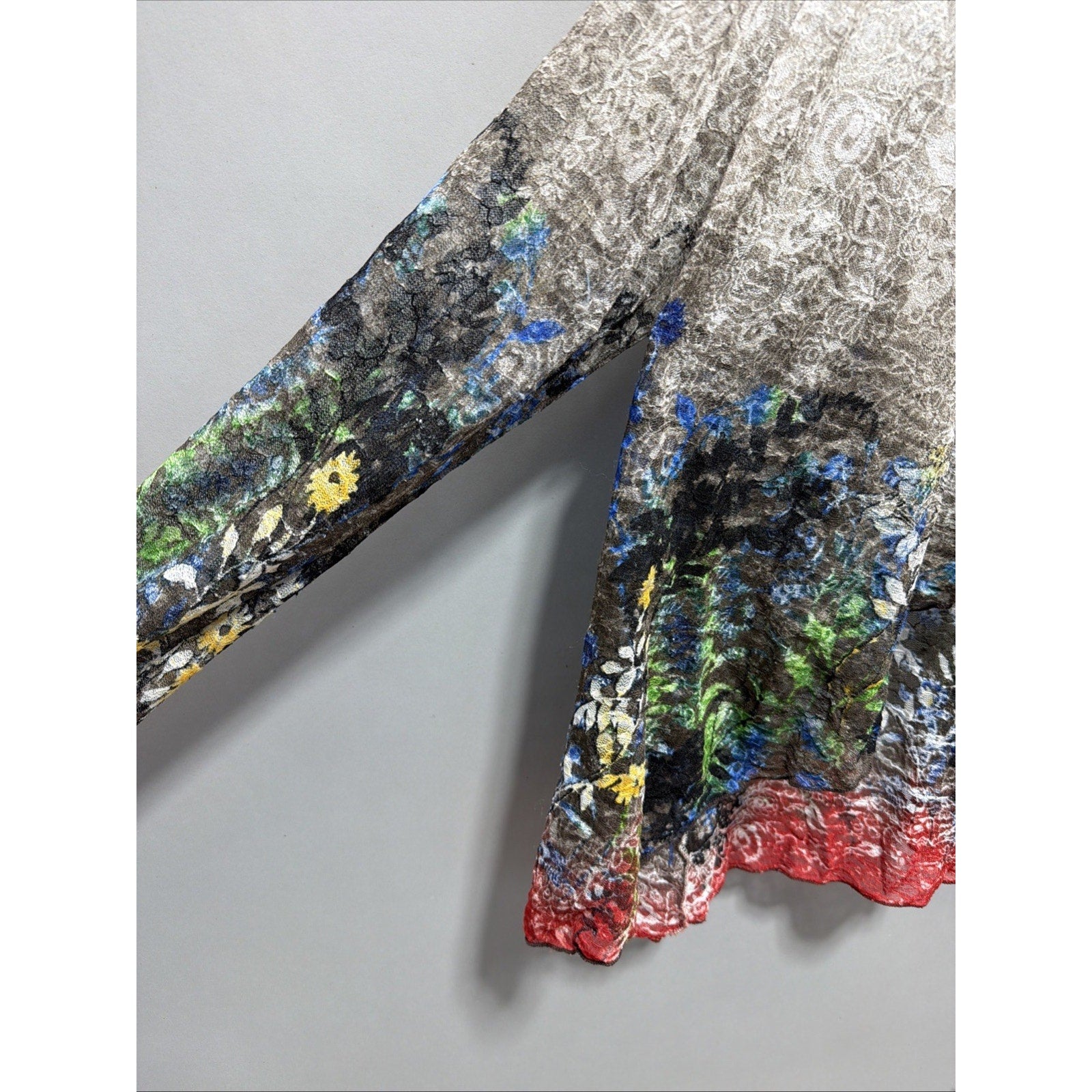 JENNIE & MARLIS Womens Floral Cardigan Flowy Artsy Lightweight Size XL Made USA