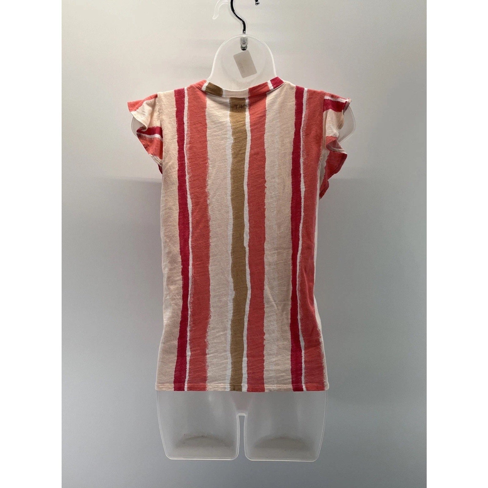 LOFT Womens Rust Red Mustard Striped Short Sleeve Vintage Soft Blouse Medium