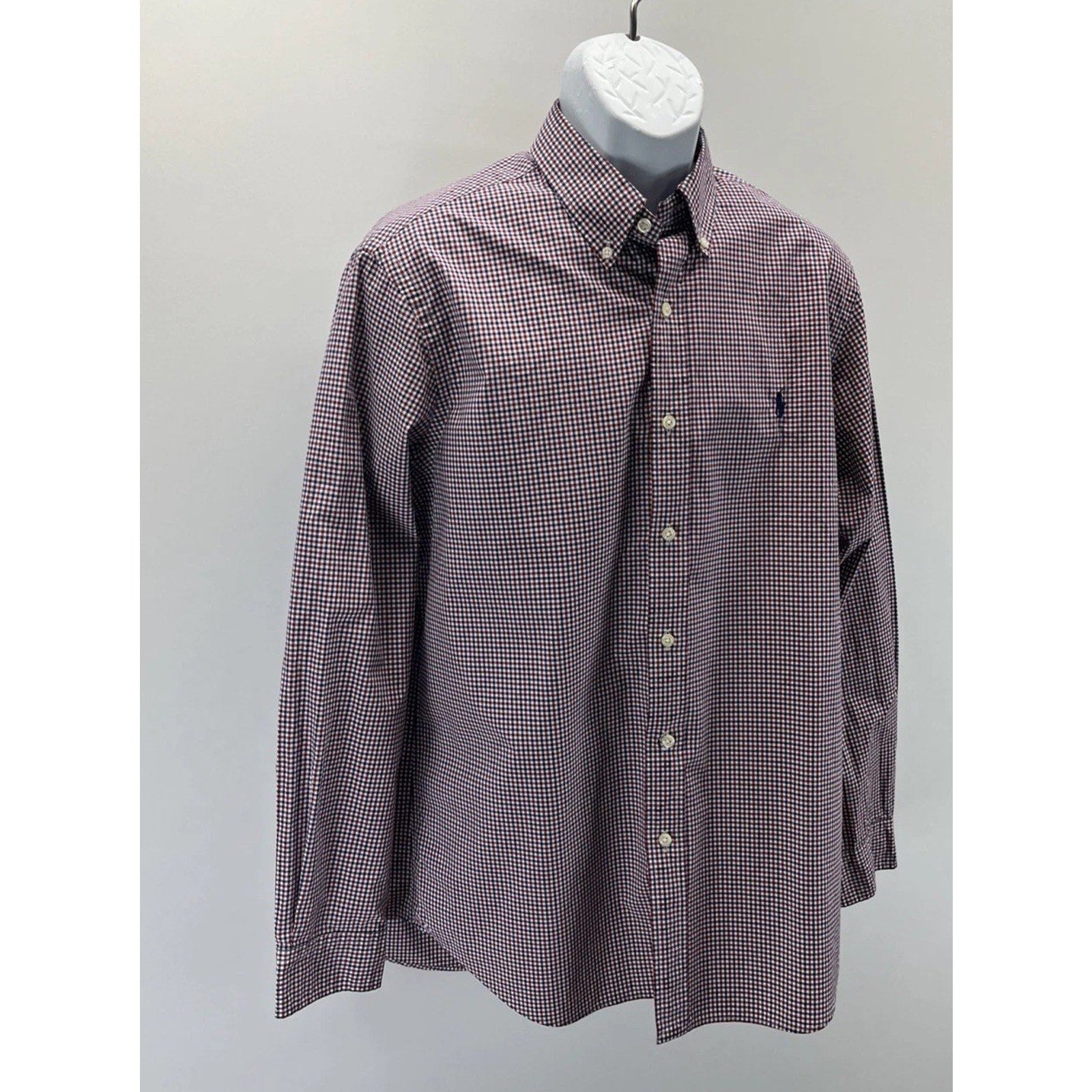 Ralph Lauren Red White And Blue Check Classic Fit Button Long Sleeve Shirt L