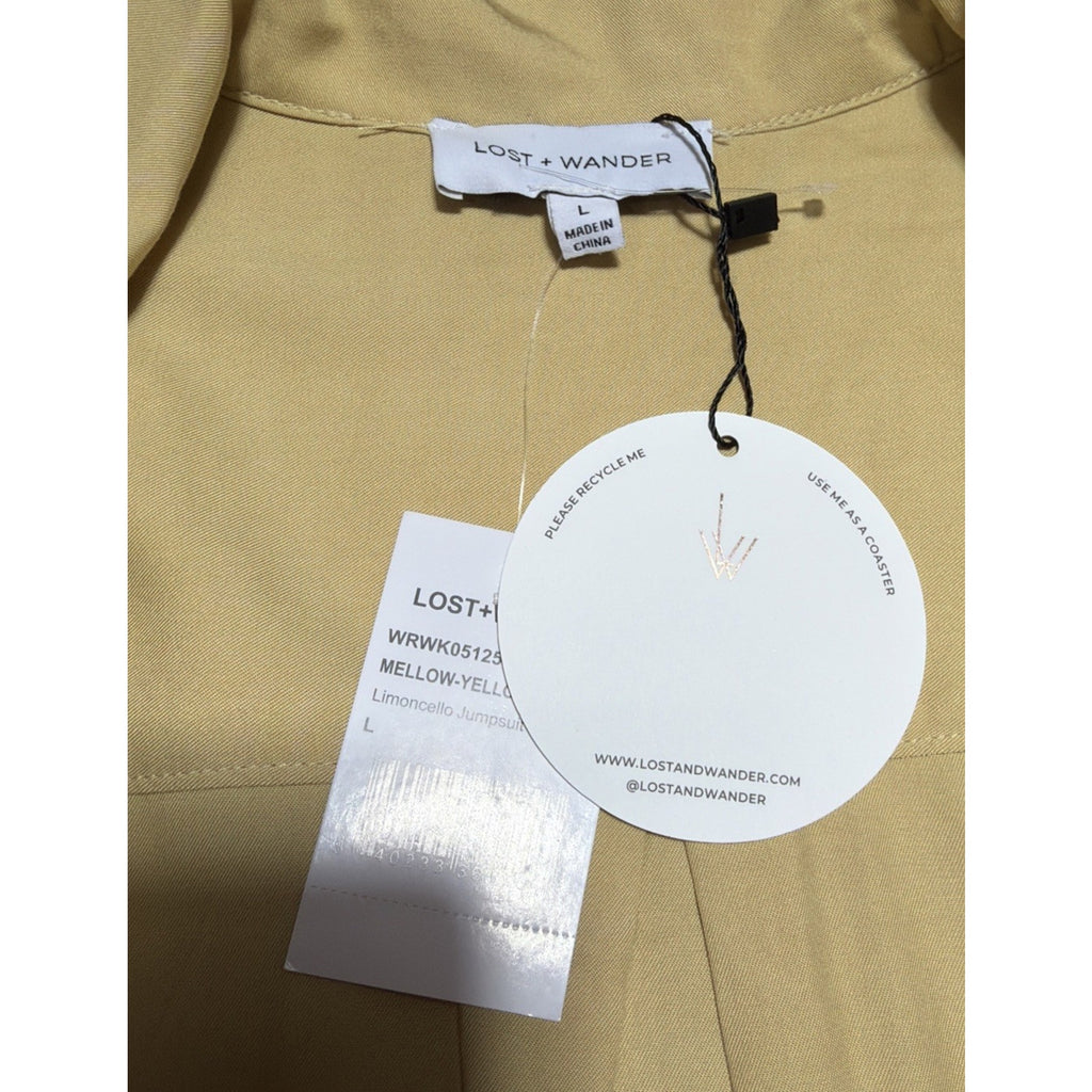 Lost & Wander Limoncello Straight Leg Jumpsuit Sz L Short Sleeve NWT