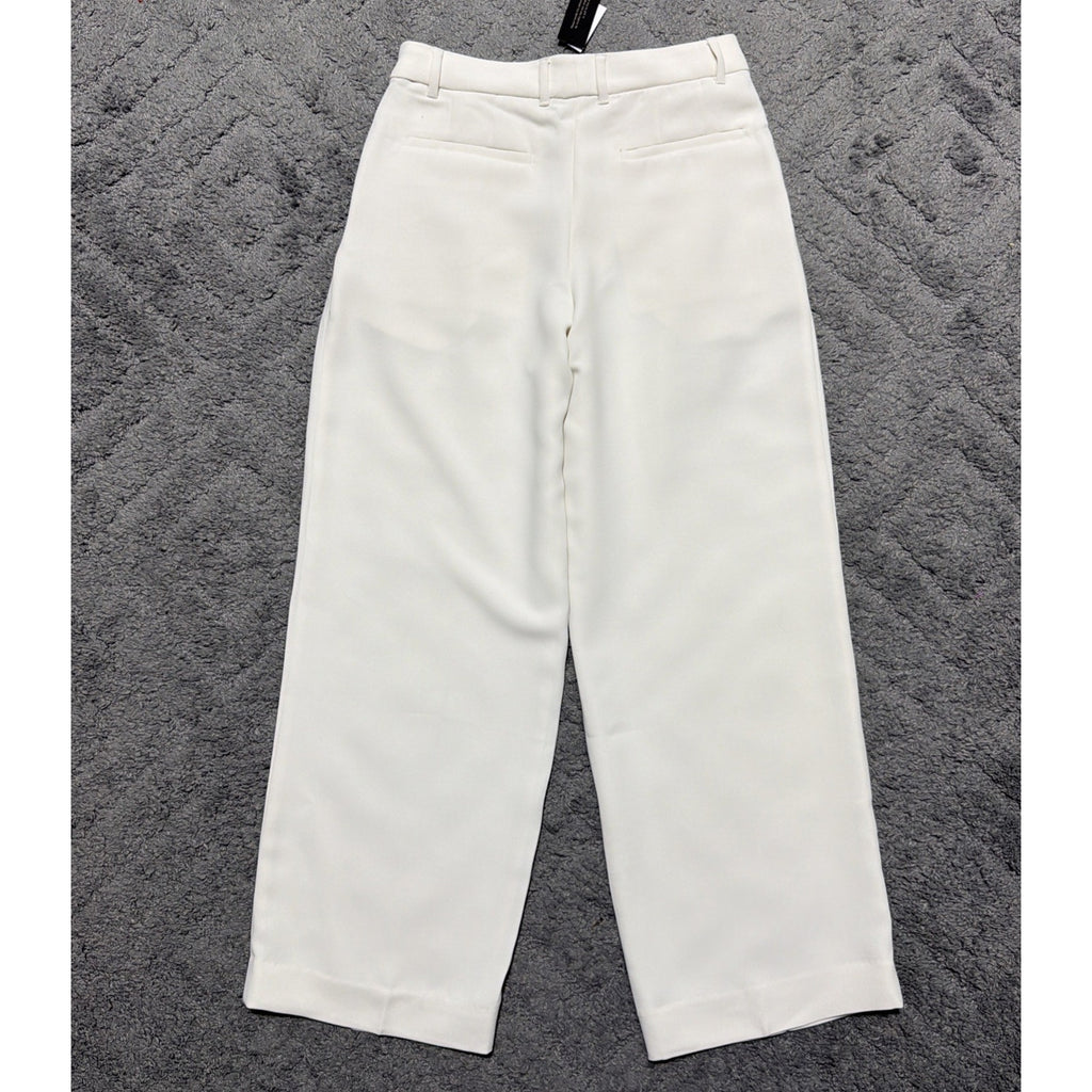 NWT Banana Republic Women's Pleated Wide-Leg Trouser Pants Ivory Size 6 30x30